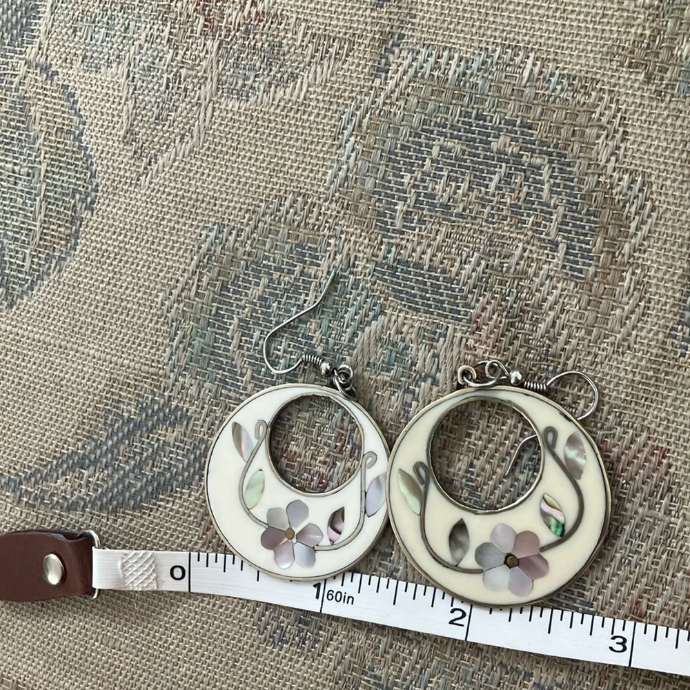 Mexican inlaid hanging earrings